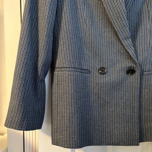 Mango Blue Gray Check Blazer - Picture 3 of 5